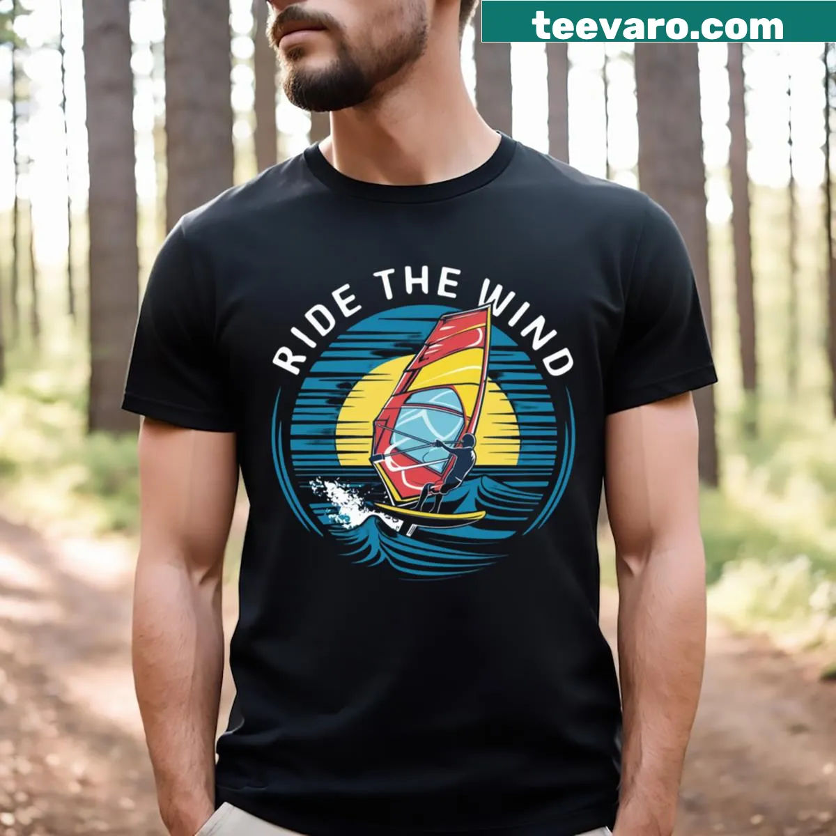 Windsurfing adventure graphic on a T-shirt. — on a men's t-shirt