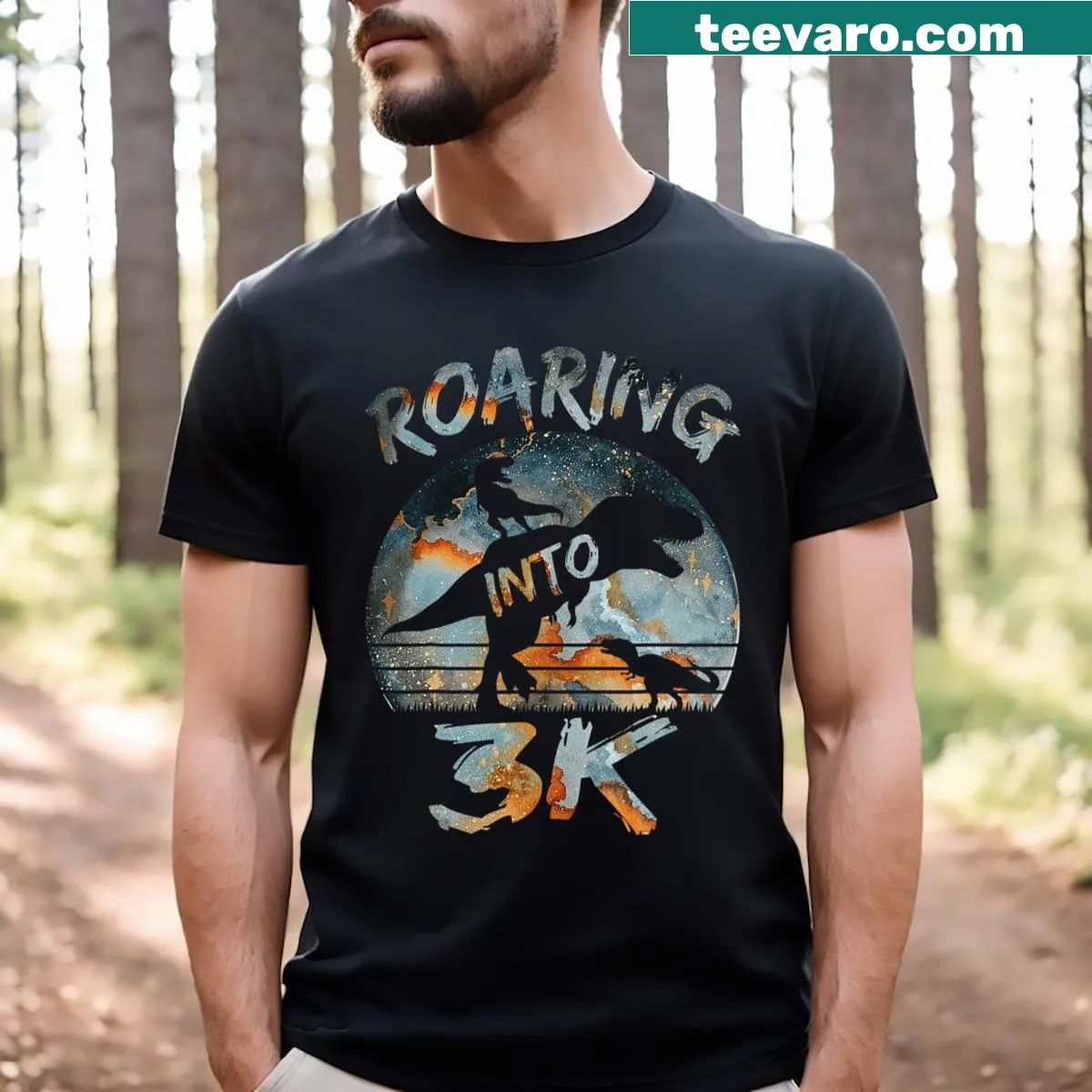 Dinosaur graphic celebrating back to school on a T-shirt. — on a men's t-shirt