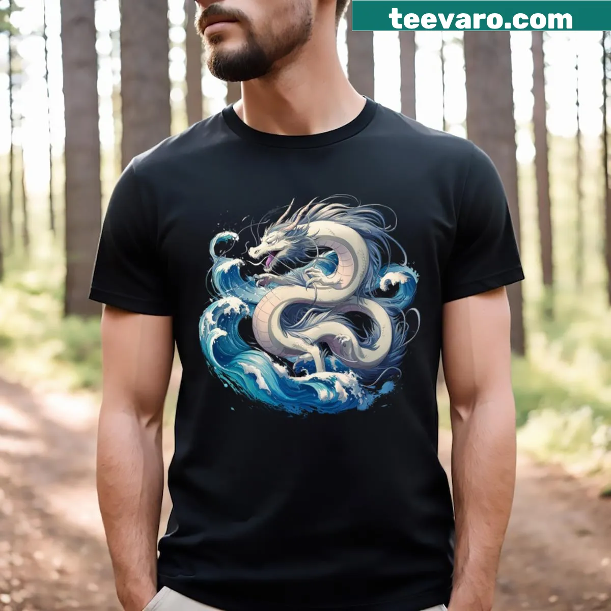 T-shirt featuring Ryujin, the Japanese dragon god design — on a men's t-shirt
