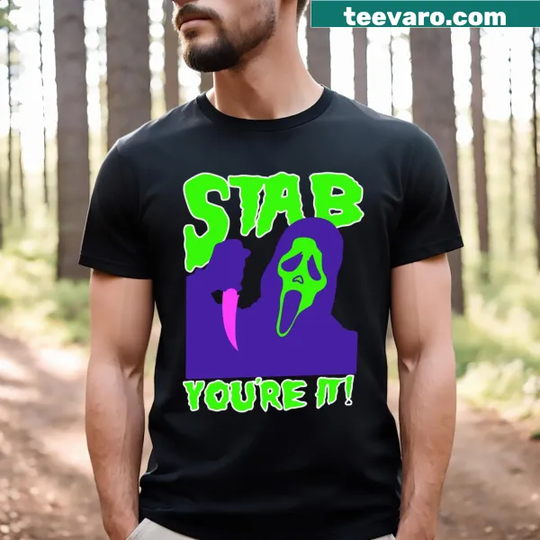 Retro design featuring the iconic ghost face from the Scream movies
