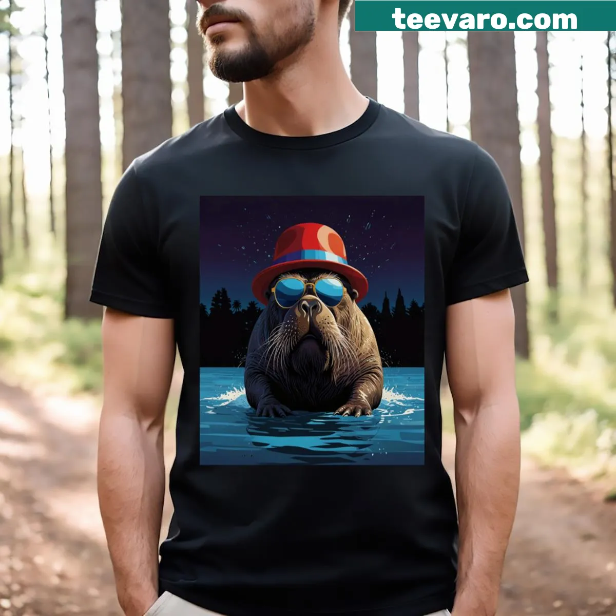 Cute seal t-shirt featuring a playful illustration of a seal for kids — on a men's t-shirt