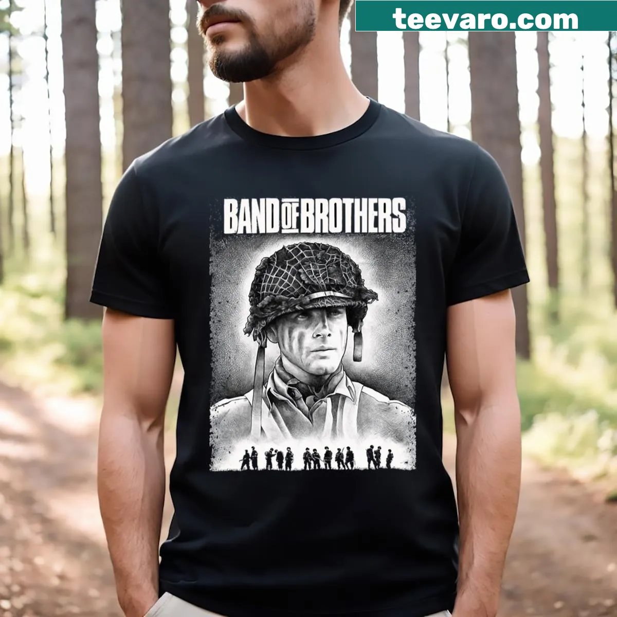 Vintage-style t-shirt with movies and drama text — on a men's t-shirt