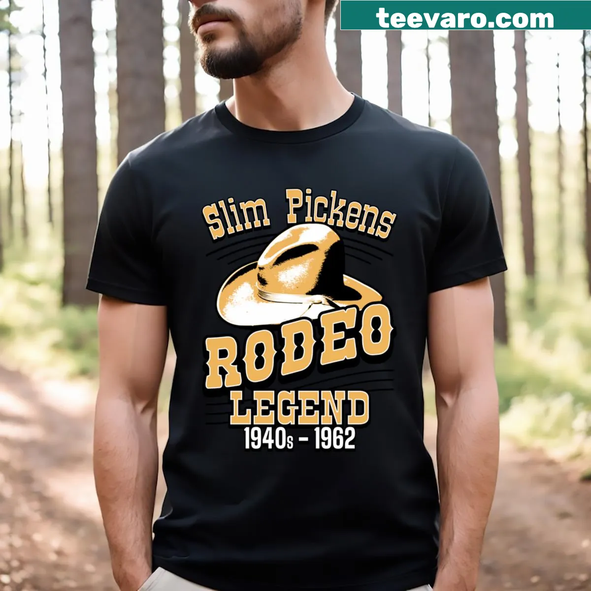 Rodeo Legend T-shirt featuring a vintage illustration. — on a men's t-shirt