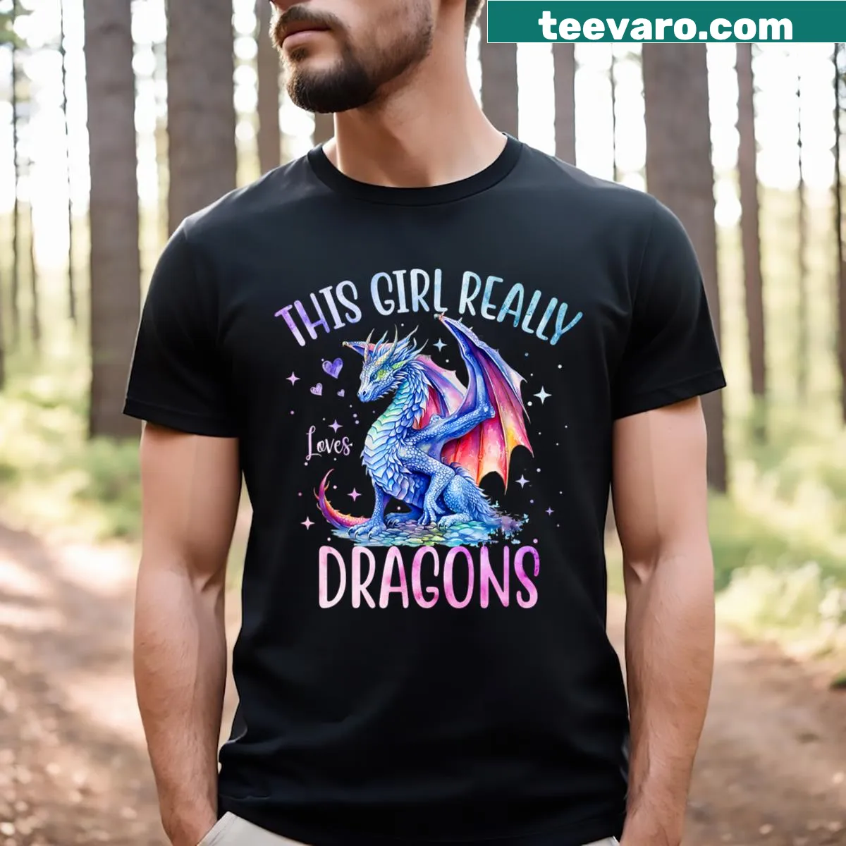 T-shirt for girls featuring a dragon graphic — on a men's t-shirt