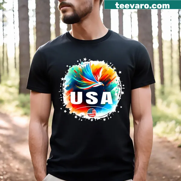Patriotic USA-themed sports t-shirt