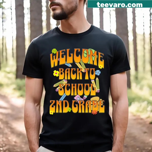 Illustrated T-shirt for 2nd-grade teachers celebrating back-to-school season