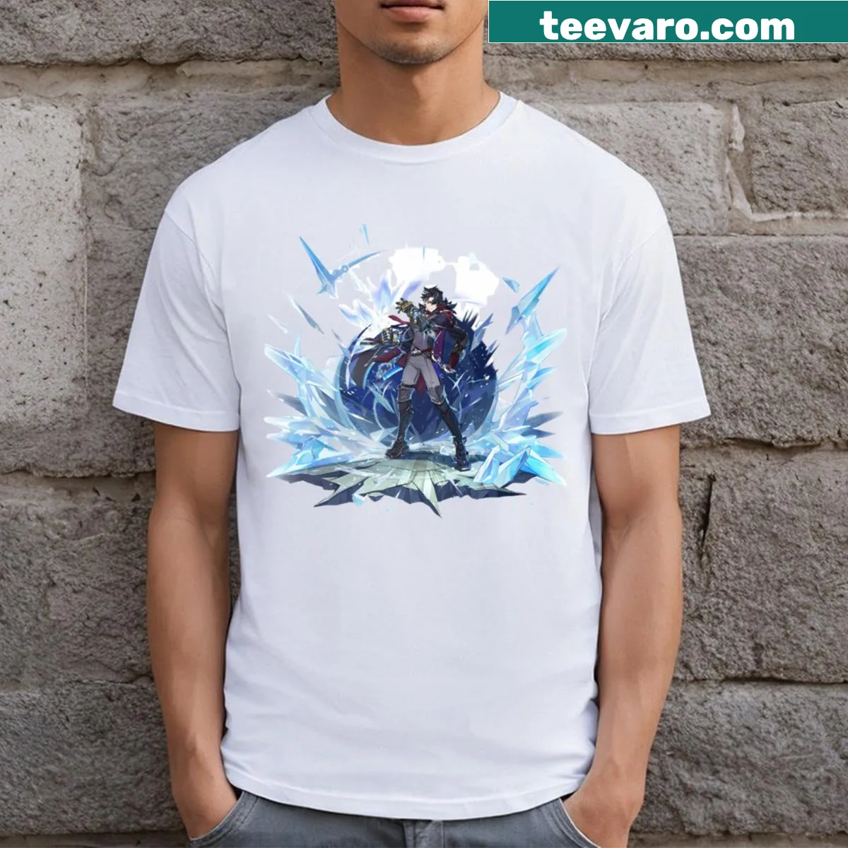 Wriothesley character art from Genshin Impact — on a men's t-shirt