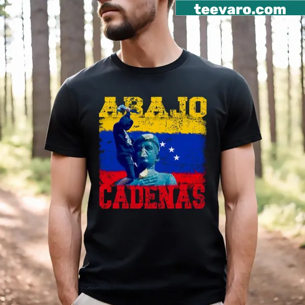 T-shirt with powerful typography saying 'Abajo Cadenas'