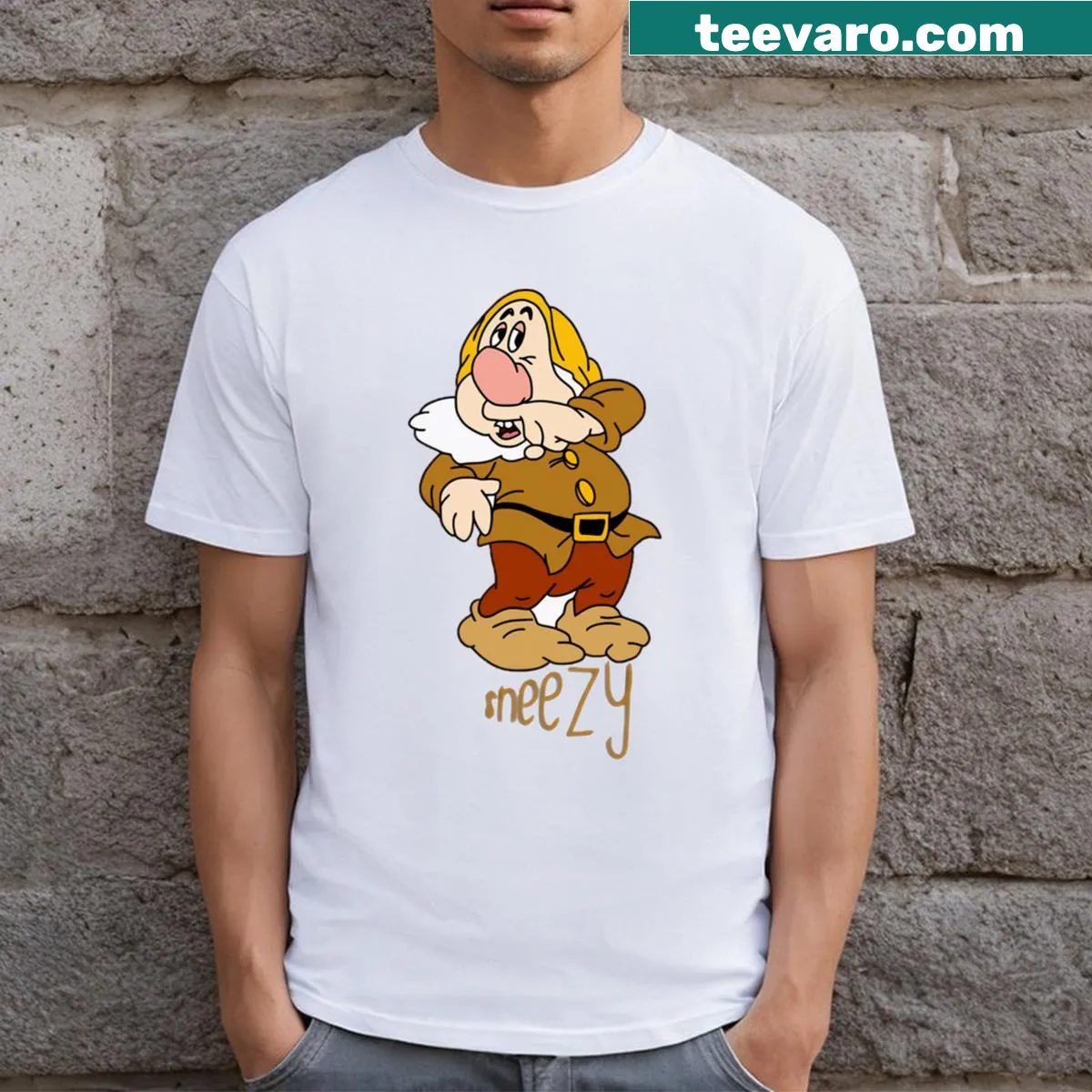 Vintage T-shirt featuring animated cartoon logo design — on a men's t-shirt