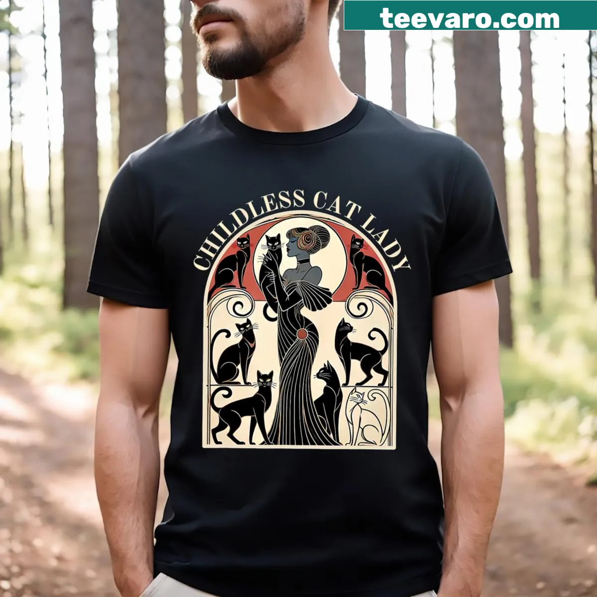 Retro T-shirt celebrating cat ownership with humorous graphics — on a men's t-shirt