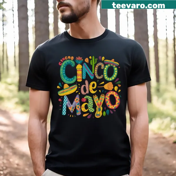 Vintage-style Cinco de Mayo T-shirt with festive graphics