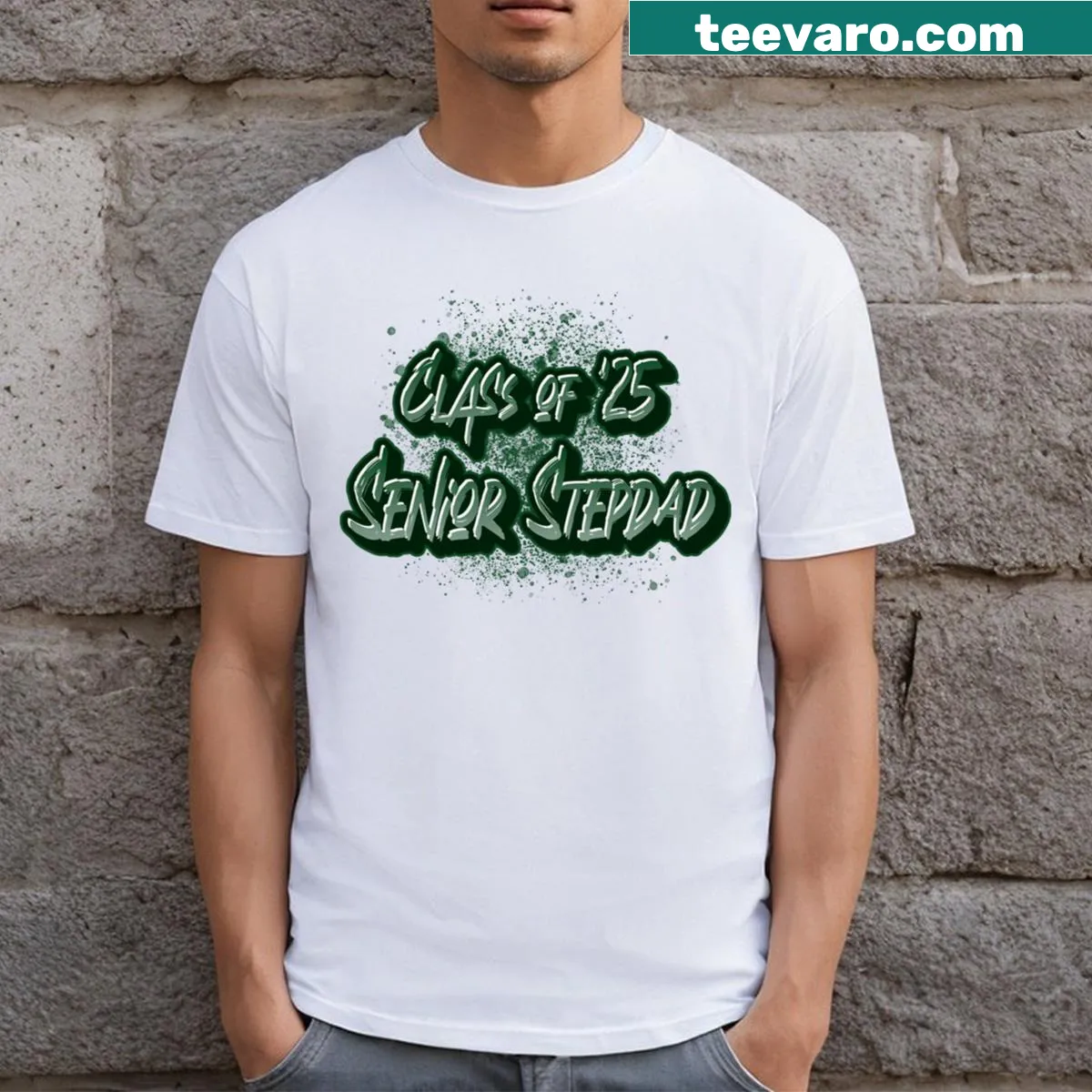 Class of 2025 Senior Stepdad shirt with bold typography design — on a men's t-shirt
