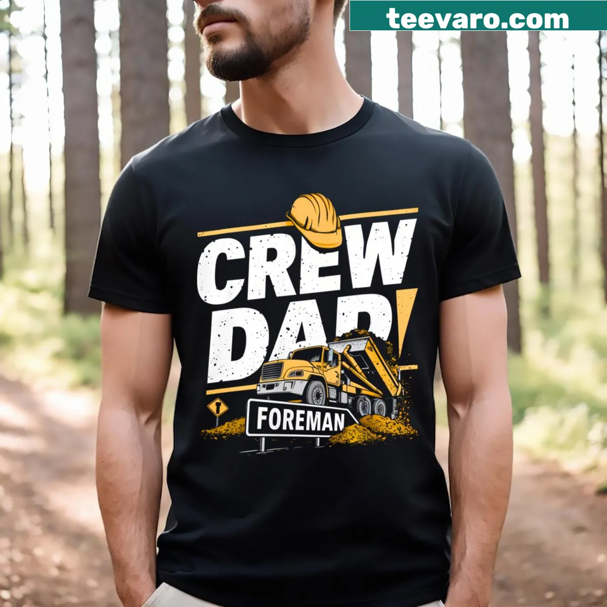 T-shirt for construction dads with text 'Construction Crew Dad' — on a men's t-shirt