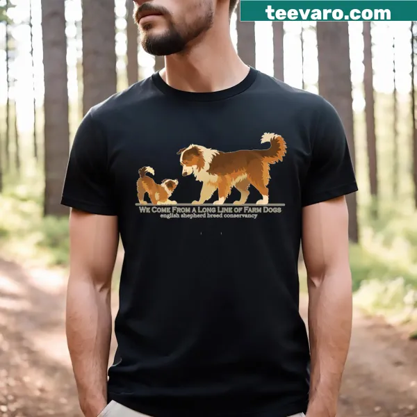 Illustration of an English Shepherd dam and puppy in shaded sable