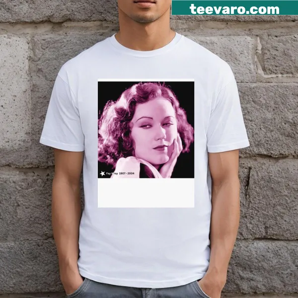 Illustrative Fay Wray T-shirt with a vintage film reel design