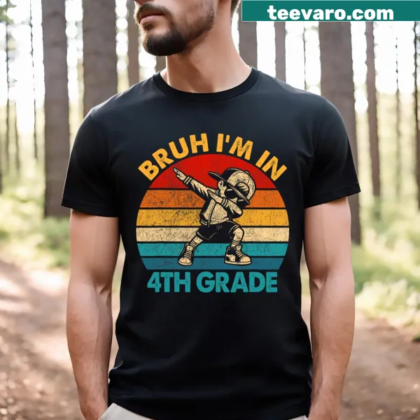 T-shirt with a dabbing boy and 'Bruh, I'm in 4th Grade' text