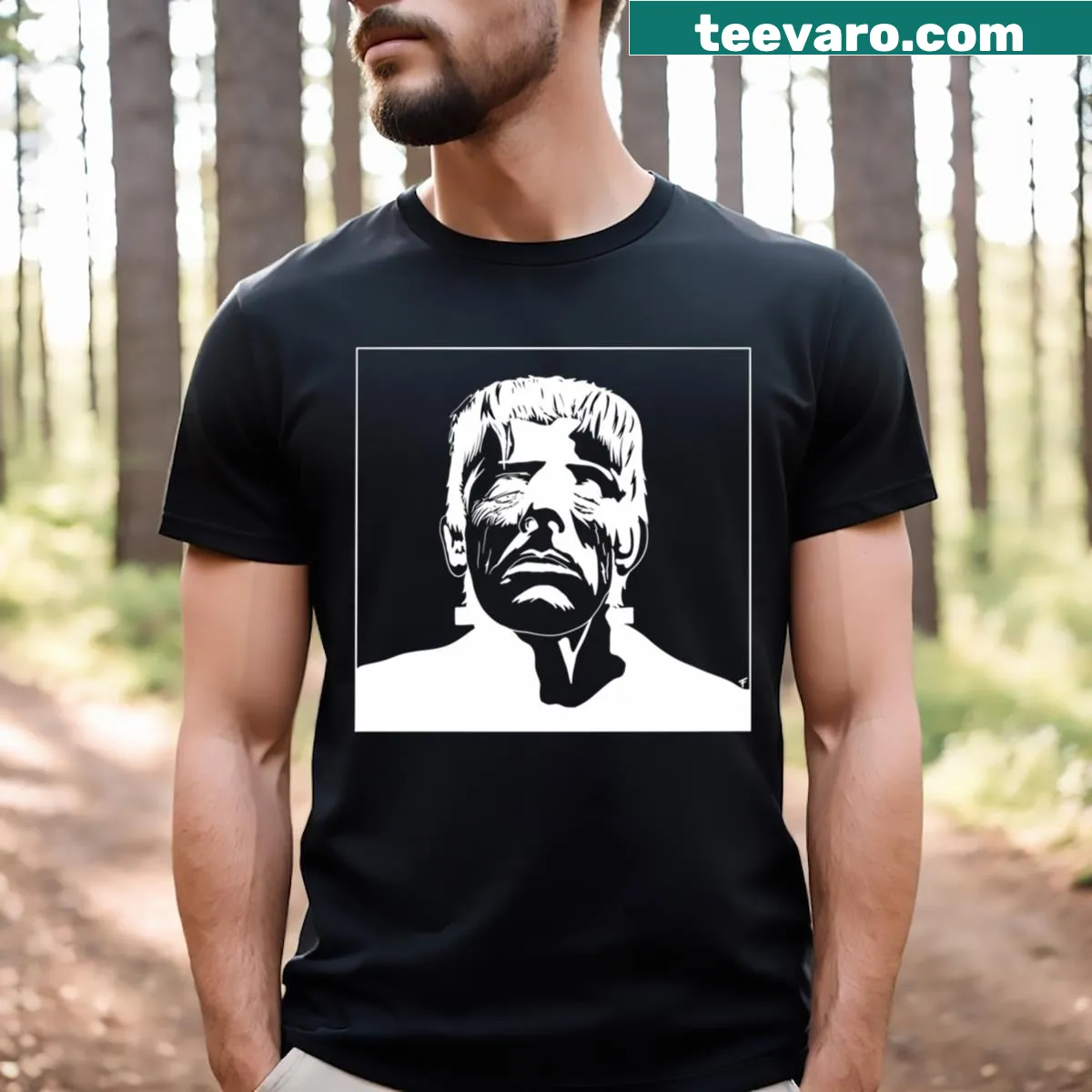 Minimalist square outline graphic on T-shirt — on a men's t-shirt