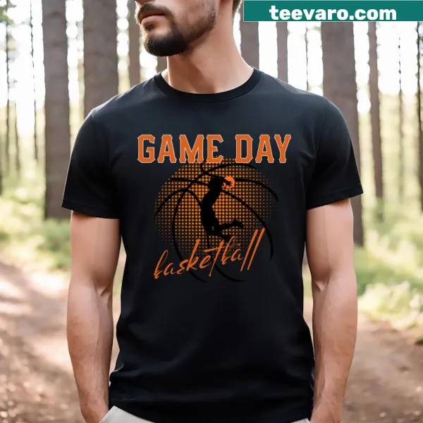 Bold typography celebrating Game Day basketball on a t-shirt