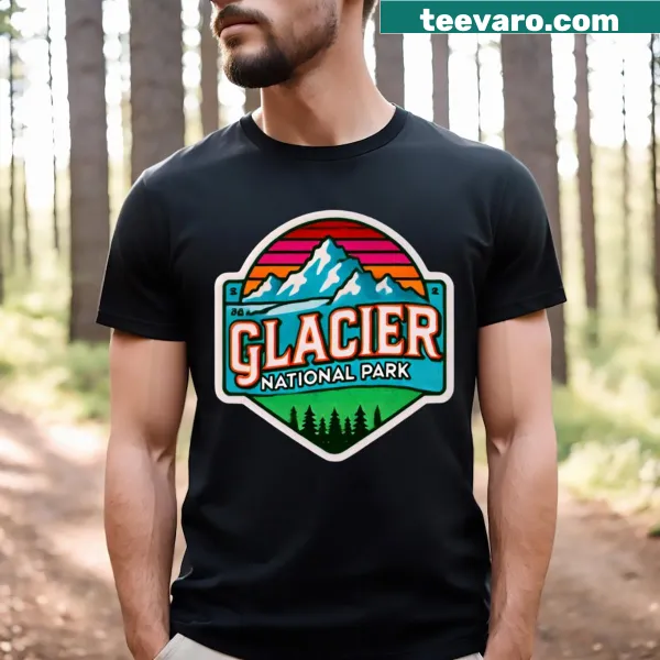 T-shirt featuring an illustration of Glacier National Park