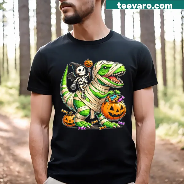 Cartoon T-Rex mummy Halloween t-shirt for kids
