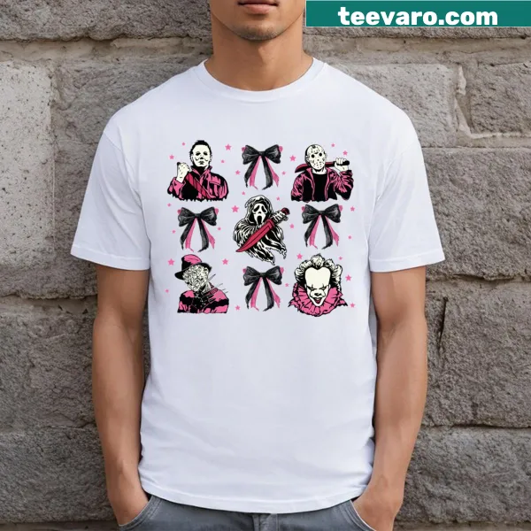 Coquette bow Halloween killers graphic T-shirt