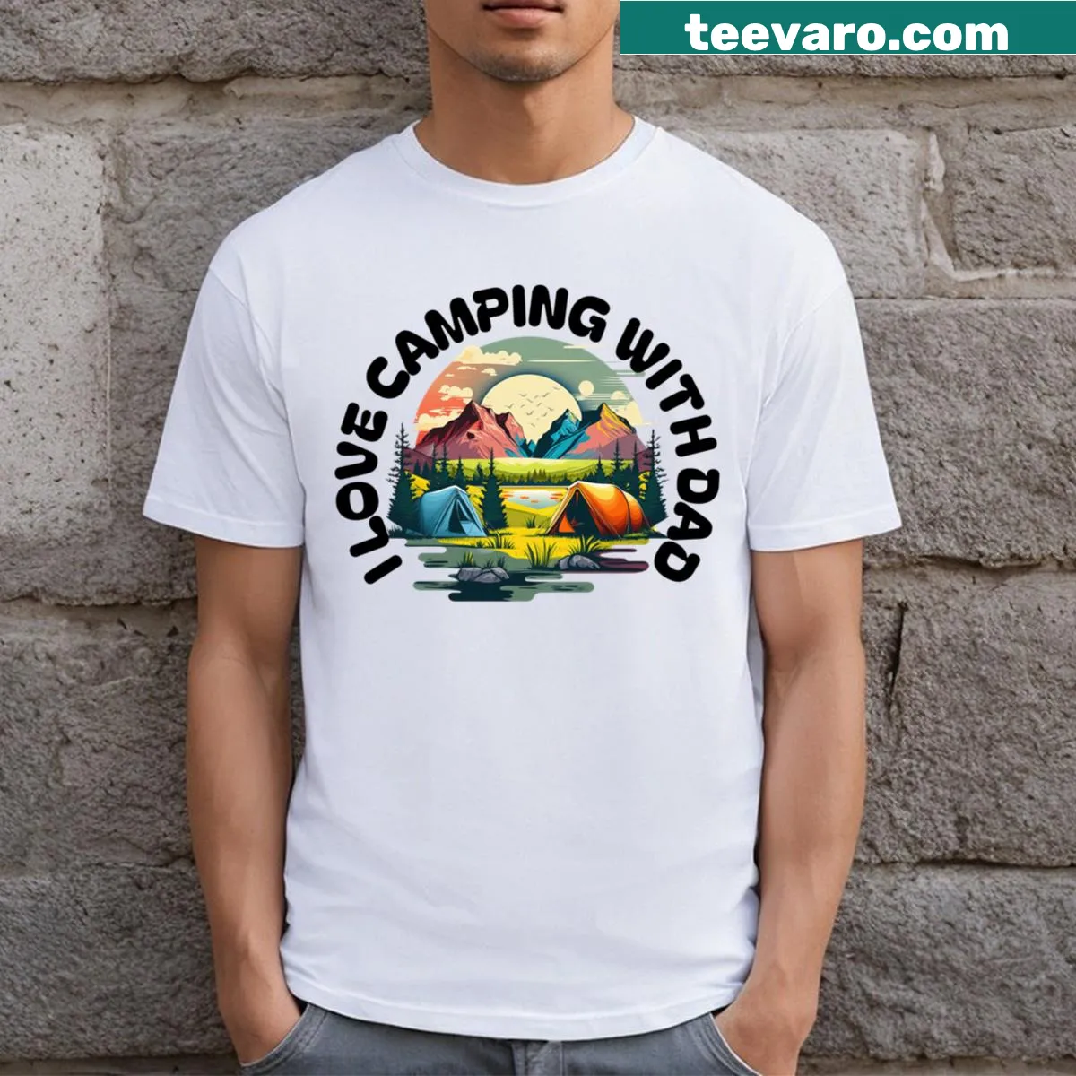 T-shirt celebrating camping adventures with Dad — on a men's t-shirt