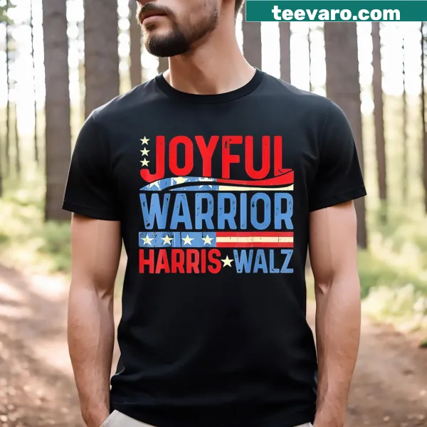 Playful typography T-shirt with 'Joyful Warrior Harris' design