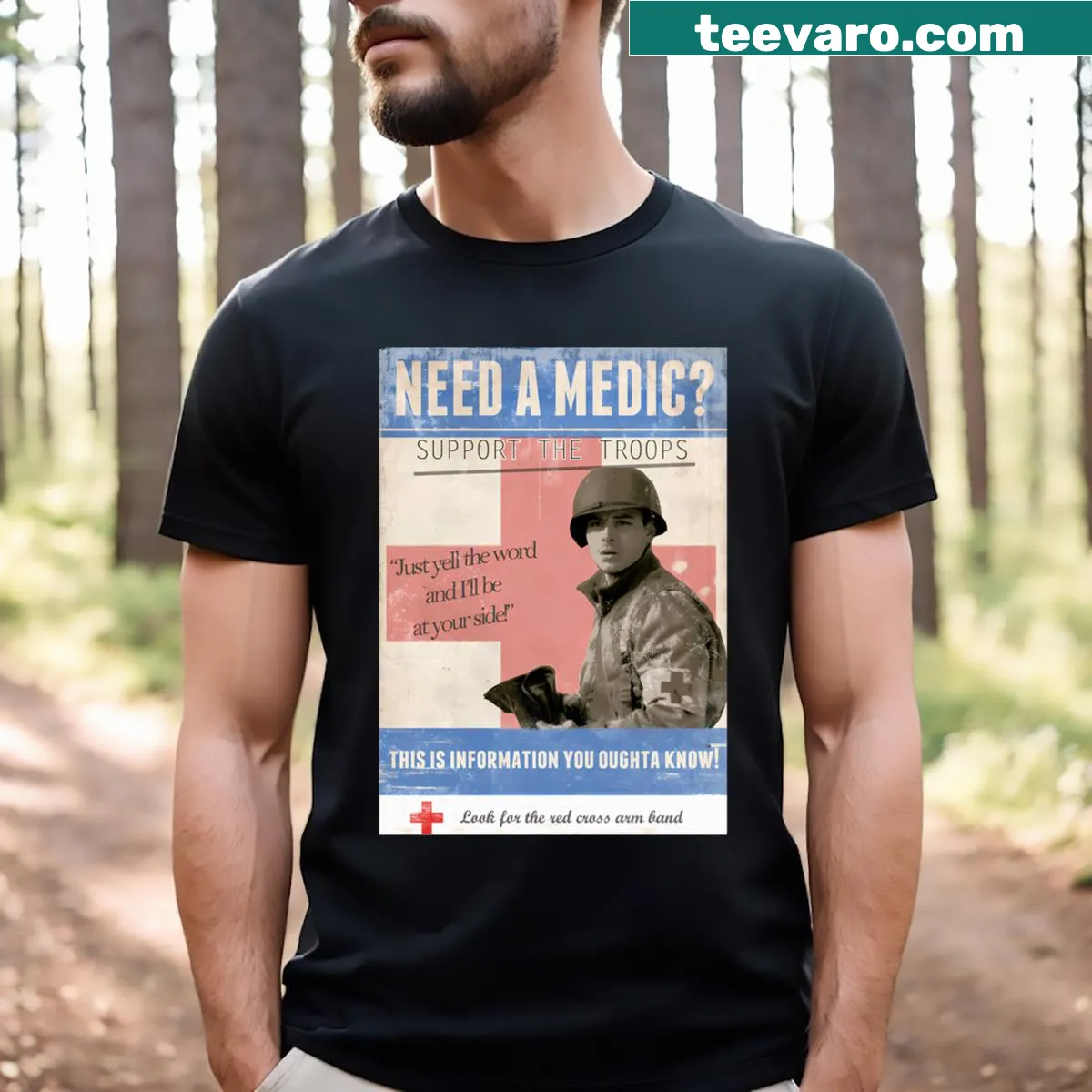 Vintage drama film-themed T-shirt with abstract typography design — on a men's t-shirt