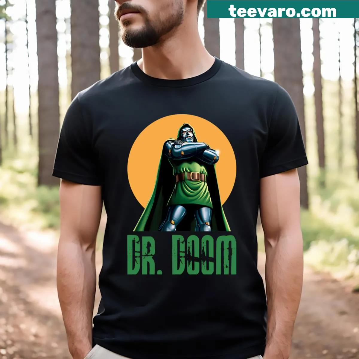 Vintage comic logo graphic T-shirt celebrating superheroes — on a men's t-shirt