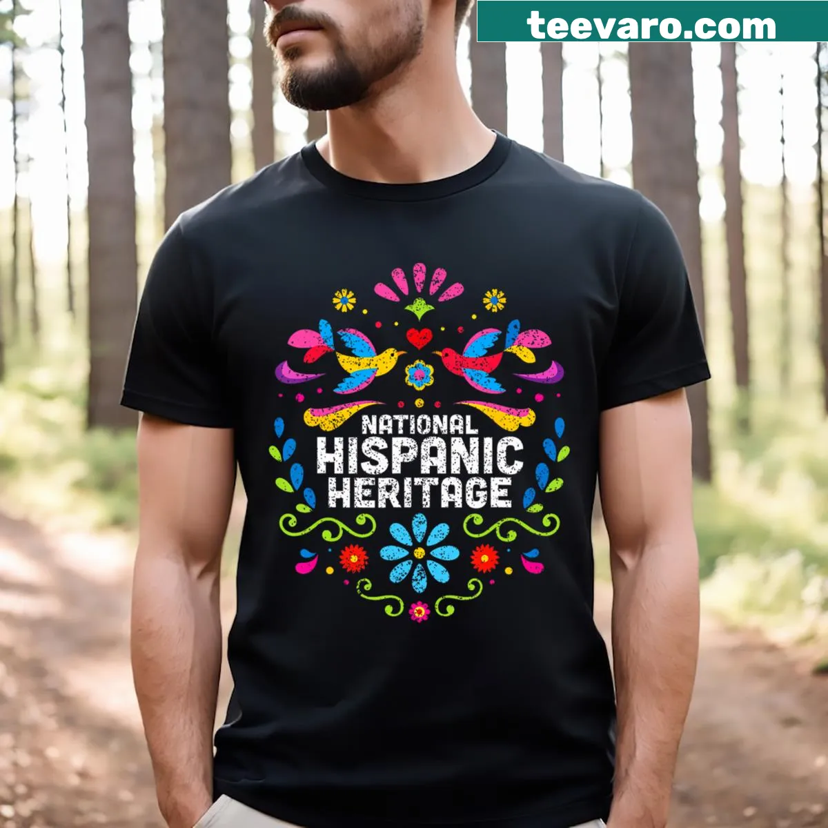 T-shirt celebrating National Hispanic Heritage Month — on a men's t-shirt