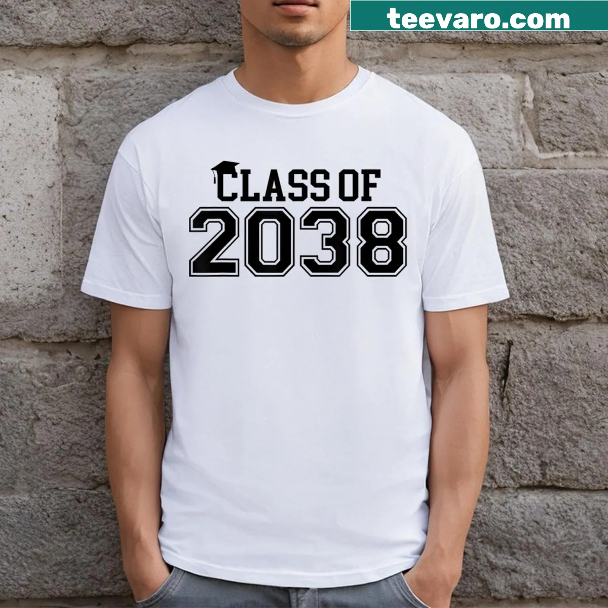 Pre K Class Of 2038 First Day School Graduation T-shirt — on a men's t-shirt