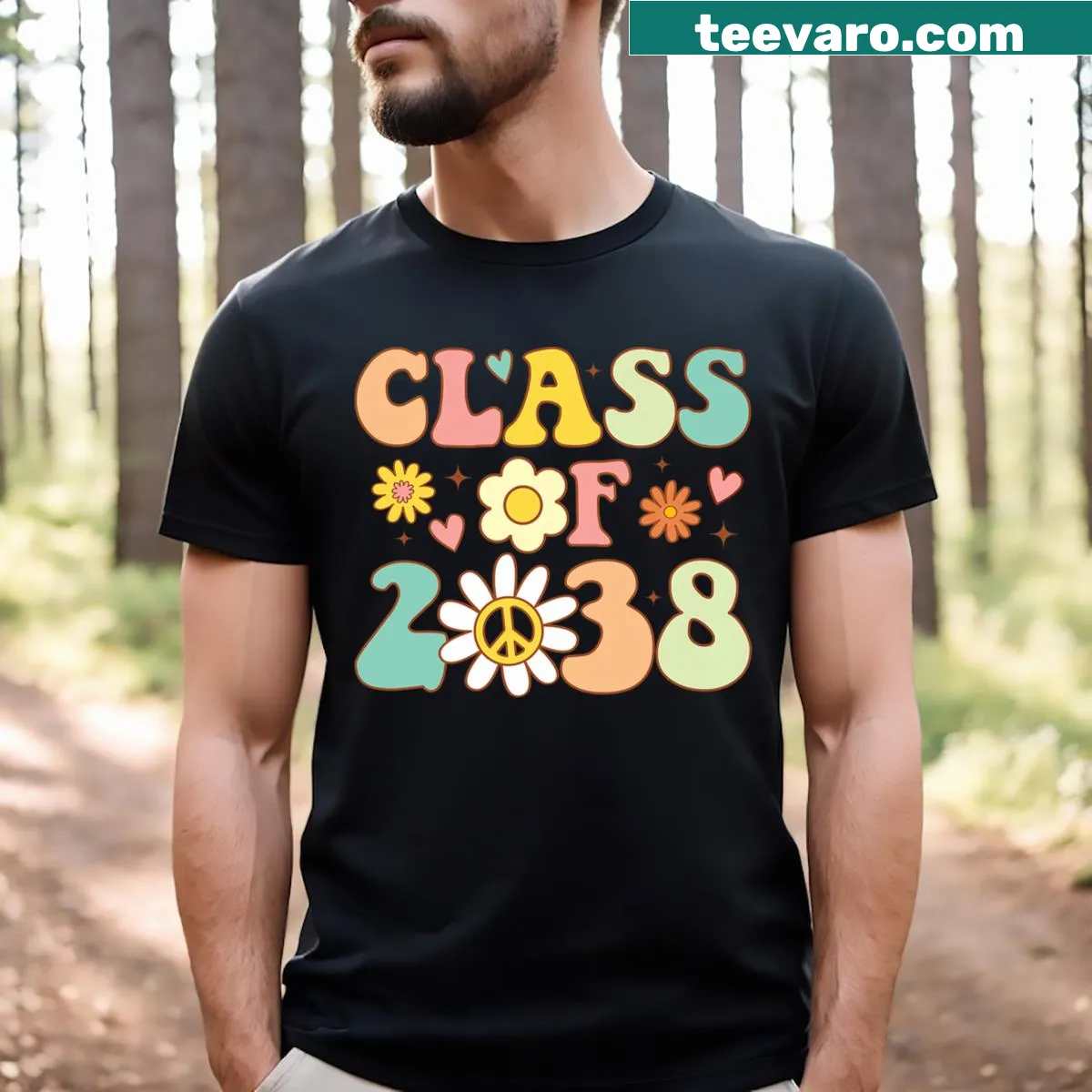 Vintage-style Pre K Class of 2038 t-shirt for girls — on a men's t-shirt