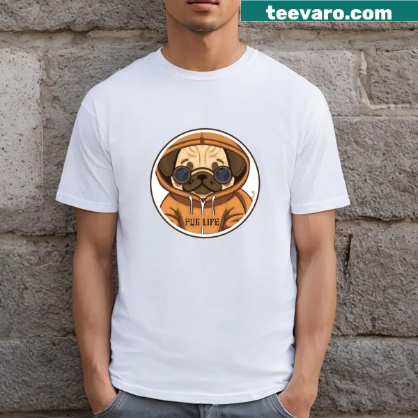 Pug Life t-shirt featuring a cute pug illustration