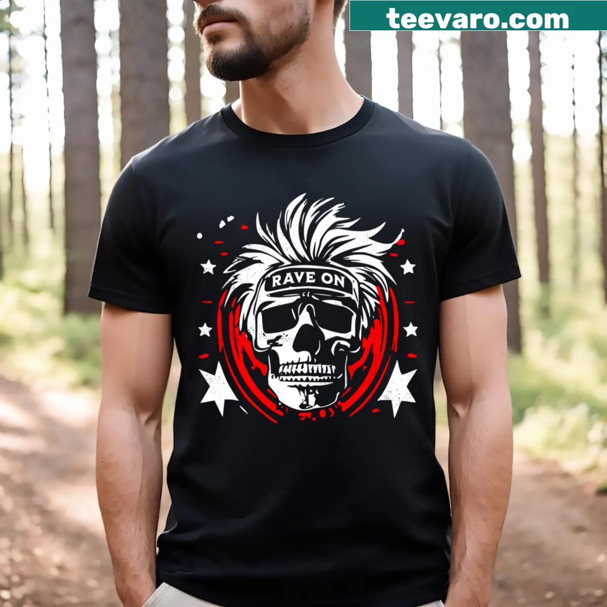 Playful T-shirt with a skull design for music festivals — on a men's t-shirt