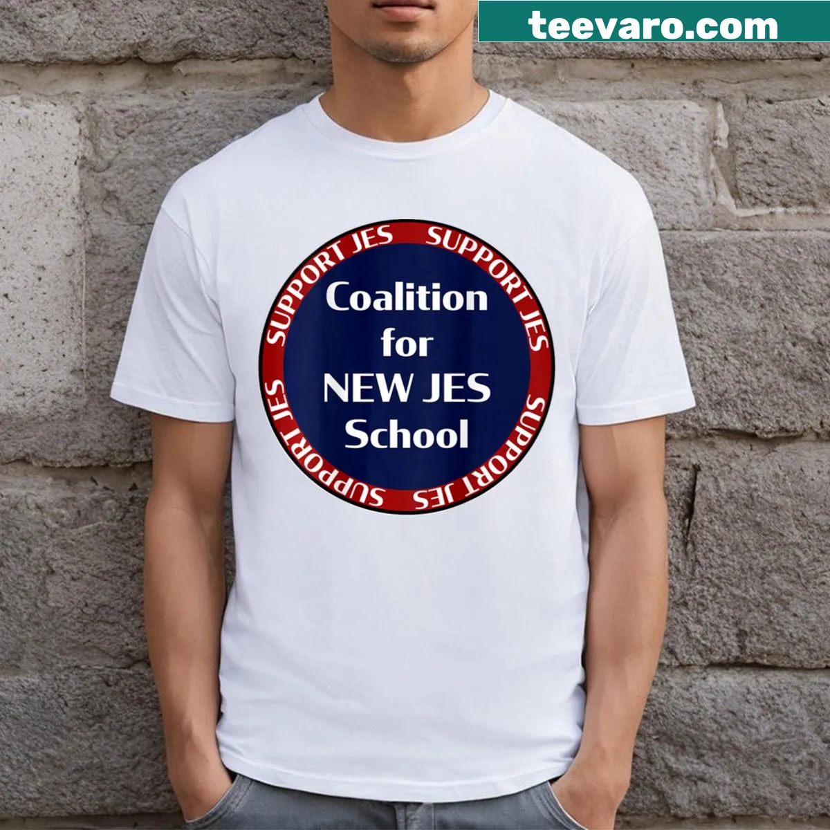 Typography design supporting Rebuild Jefferson Elementary School — on a men's t-shirt