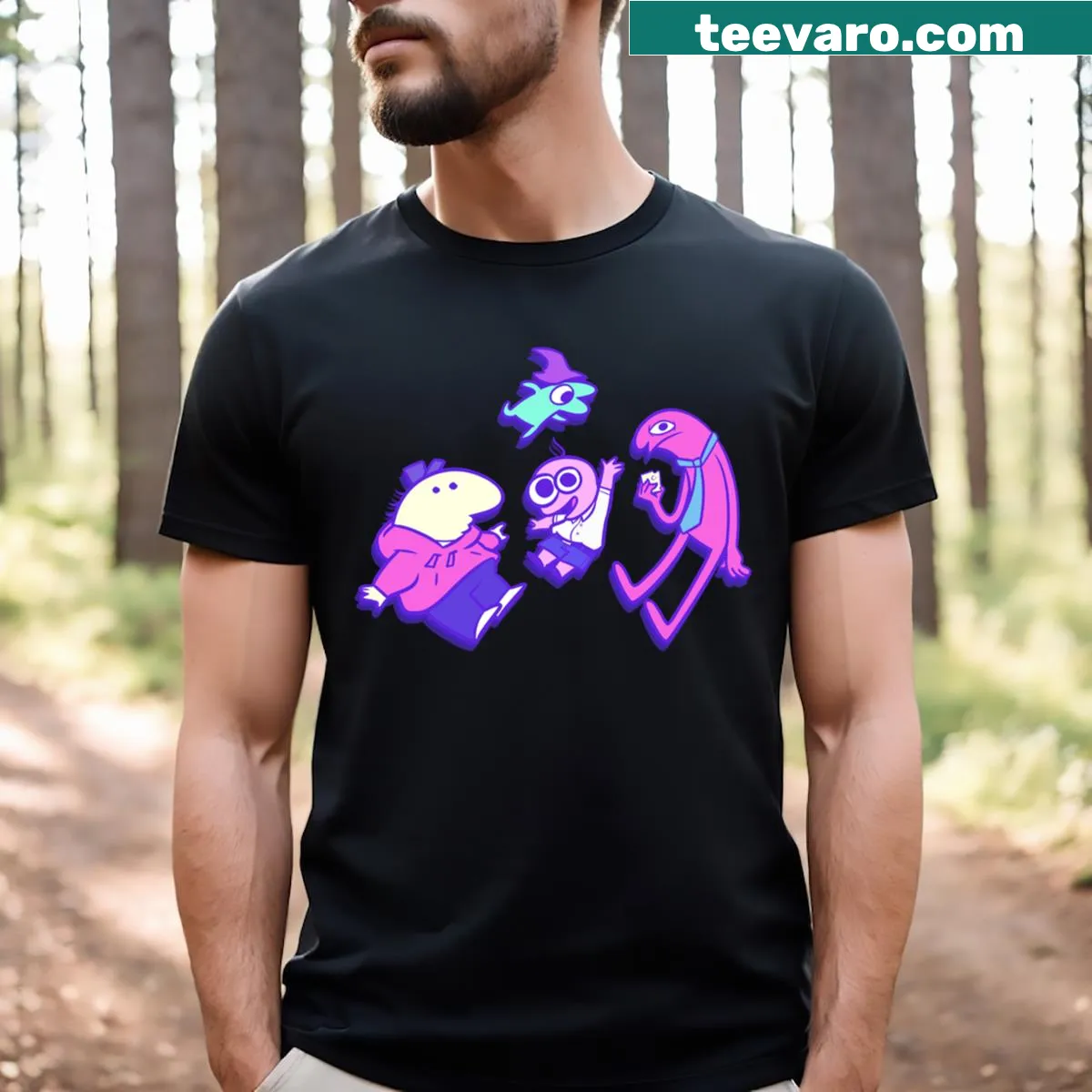 Cute T-shirt featuring smiley characters with the text 'Smile Pals.' — on a men's t-shirt