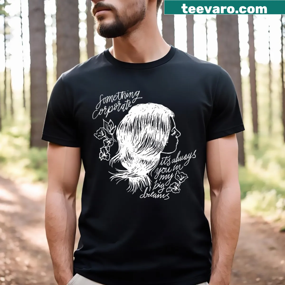 Indie rock band inspired T-shirt with graphic design — on a men's t-shirt