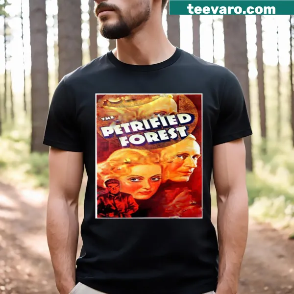 Vintage-inspired design inspired by The Petrified Forest movie on T-shirt
