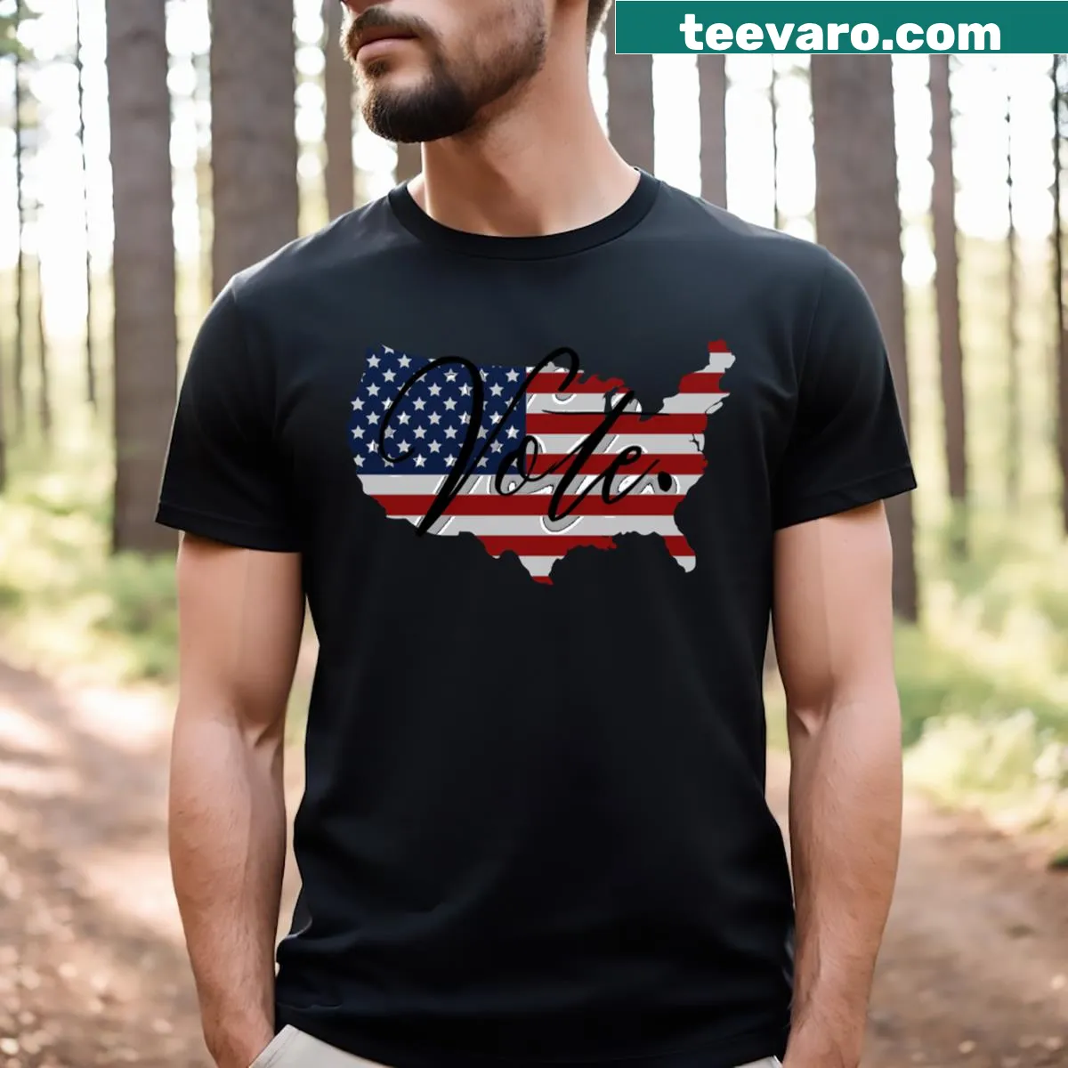 Bold vote t-shirt with strong typography — on a men's t-shirt