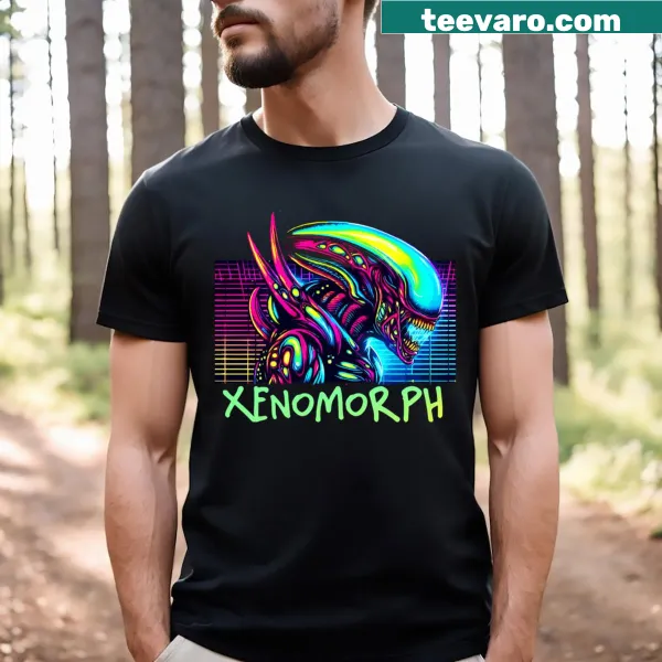 Xenomorph graphic on a sci-fi themed t-shirt