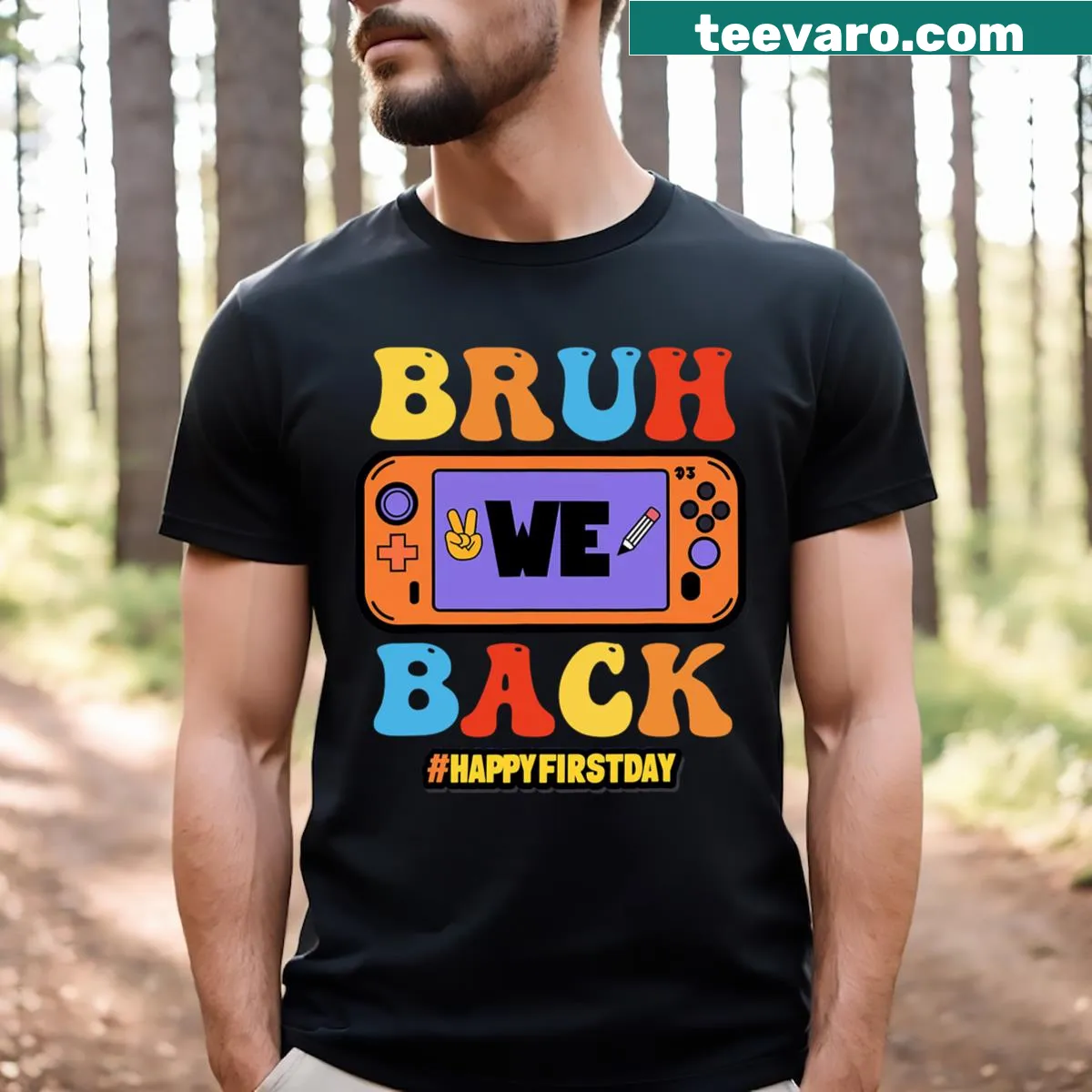 Back to school t-shirt for kids with gaming theme — on a men's t-shirt