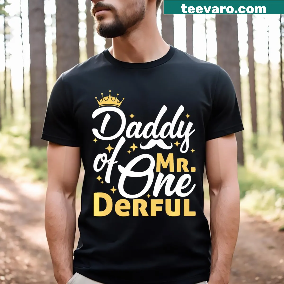 Sentimental T-shirt for dads celebrating 'Daddy of Mr. Onederful' — on a men's t-shirt