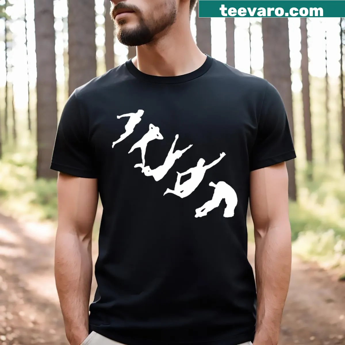 Illustration of a death diver in action for a unique sport-themed t-shirt — on a men's t-shirt