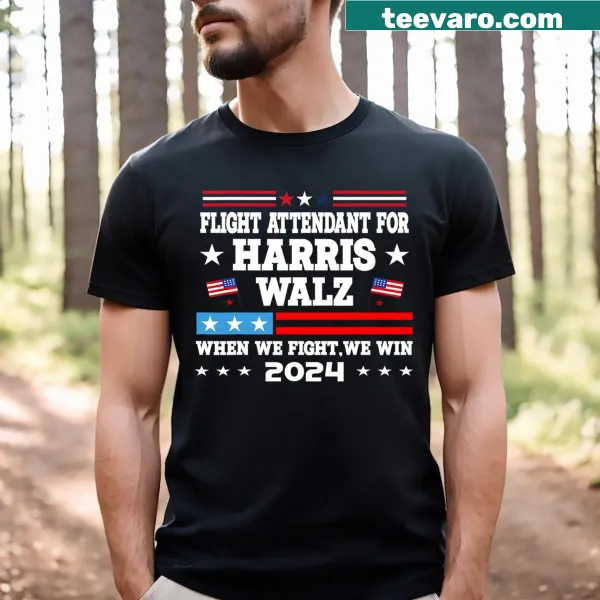 T-shirt supporting Kamala Harris with Flight Attendant graphic for 2024.