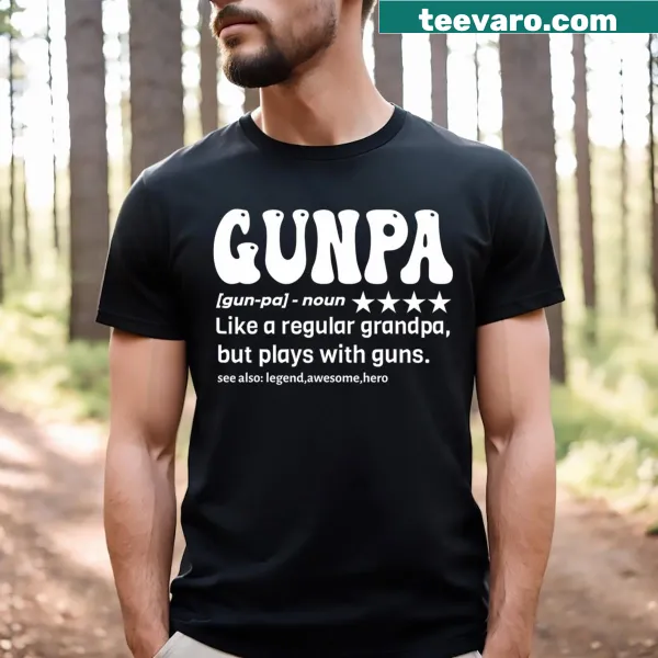 Humorous 'Gunpa' definition graphic on T-shirt for grandpa