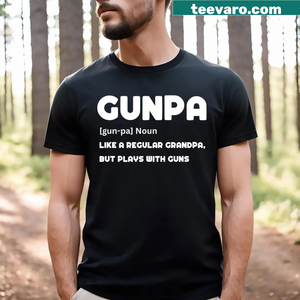 Vintage-style Gunpa tee with a humorous definition for grandpas — on a men's t-shirt