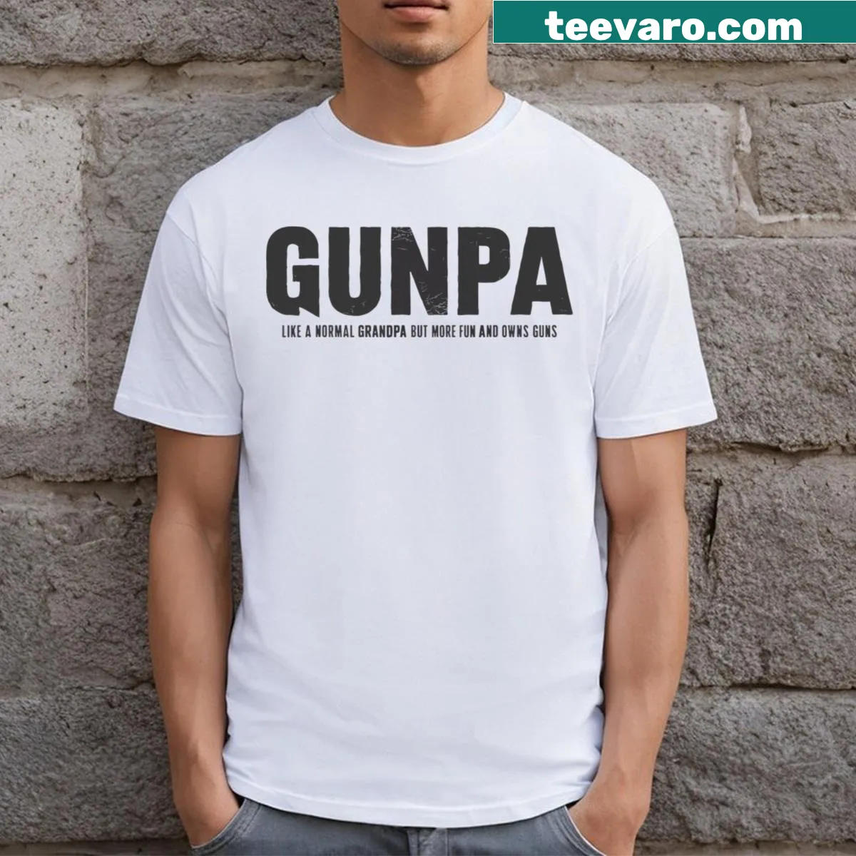 Funny Grandpa t-shirt showcasing a humorous definition of Gunpa — on a men's t-shirt