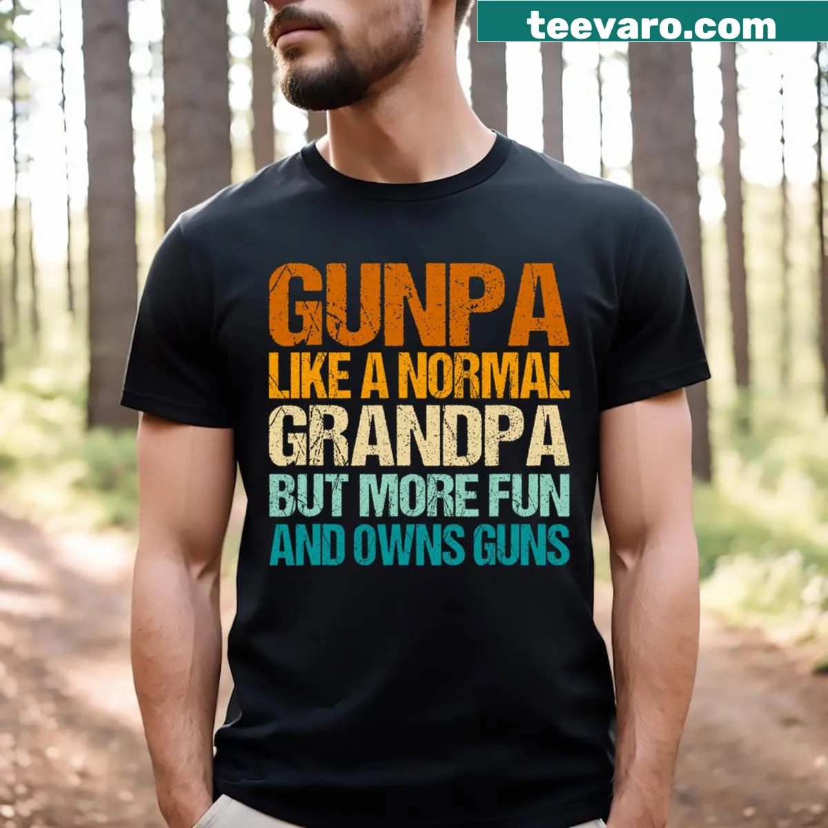 Humorous 'Gunpa' shirt featuring fun text for grandpas — on a men's t-shirt