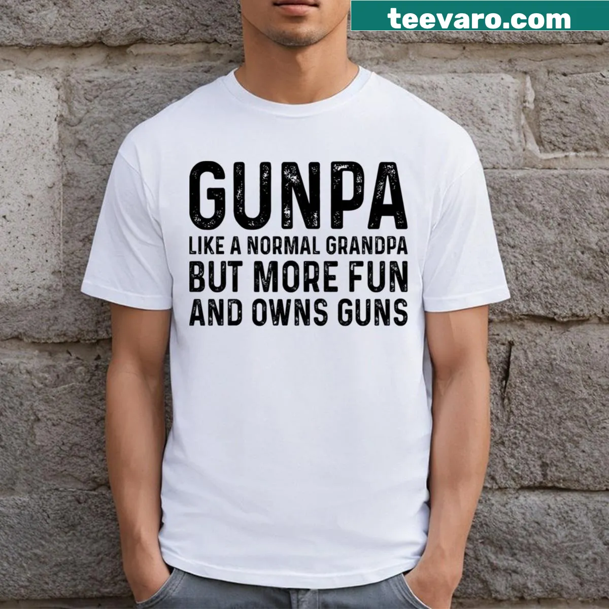 Fun grandpa T-shirt with playful slogan about being adventurous — on a men's t-shirt
