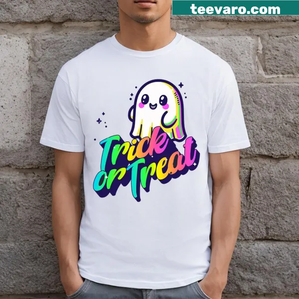 Cute ghost Halloween t-shirt with vintage floral design for kids